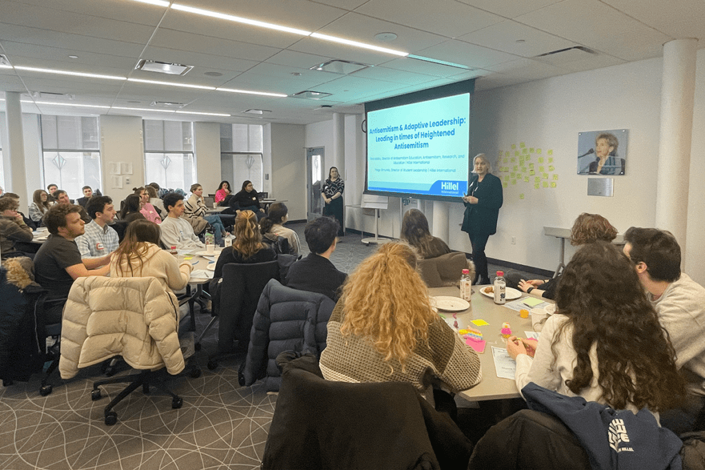 70 student leaders meet for a Boston-Area Student Hillel Leadership Conference on February 4, 2024. (Photo courtesy of Meir Zimmerman)